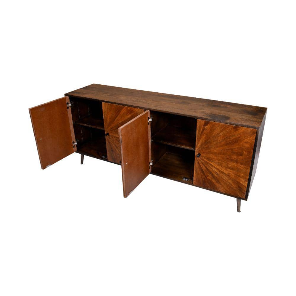 Sunburst Warm Brown Mango Wood 68" Sideboard Buffet Cabinet