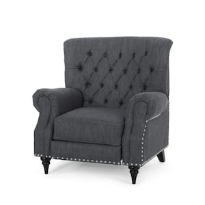Waldron Charcoal and Espresso Tufted Recliner
