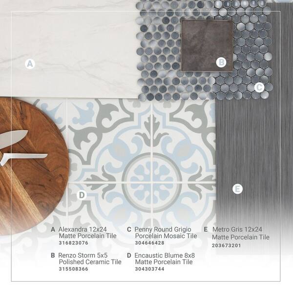MSI Take Home Tile Sample - Encaustic Blume Porcelain 4 in. x 4 in. Mixed Floor and Wall Tile Kit