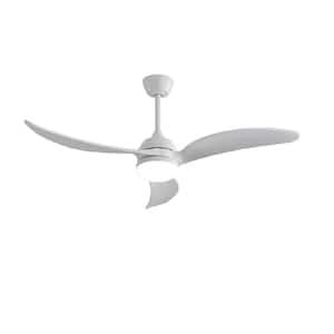 52.1 in. Indoor White Ceiling Fan with 3 Solid Wood Blades Remote Control Reversible DC Motor