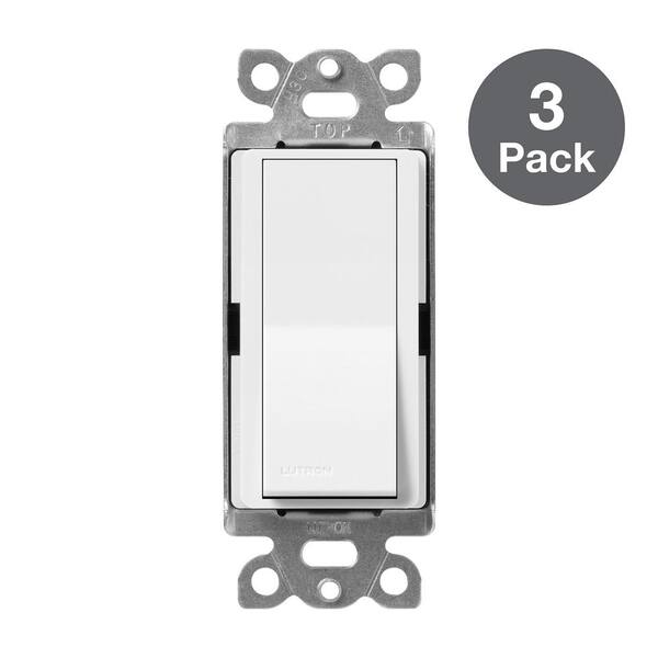 Lutron Claro On/Off Switch, 15 Amp/4 Way, White (CA-4PS-WH-3) (3-Pack)