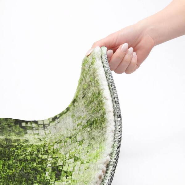 Dream Shag Premium Machine Washable Abstract ADS581 Green 10 ft. x 14 ft. Area Rug