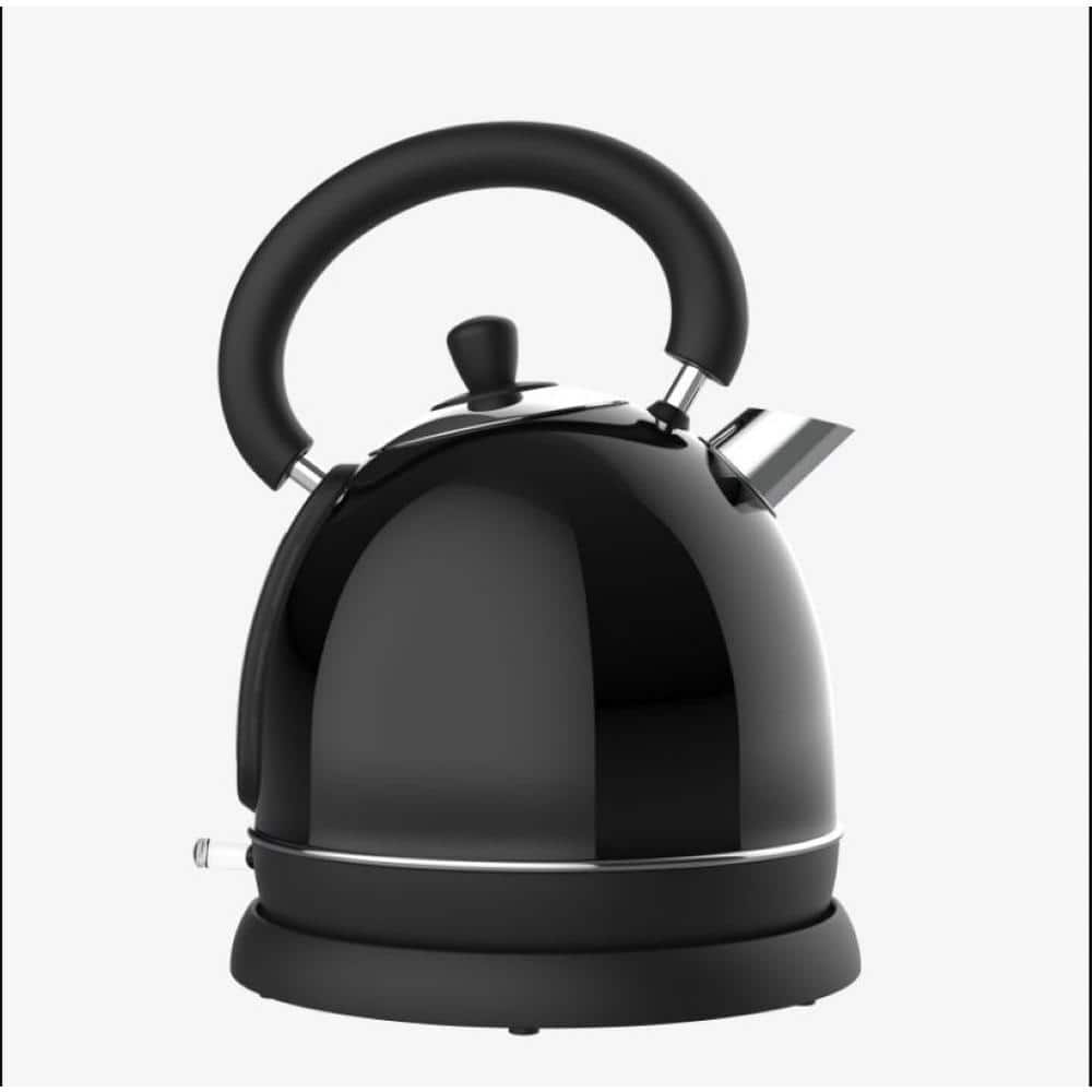 1.8 Liter 5 Cup Black Electric Retro Kettle with Safety Boil Dry Protection