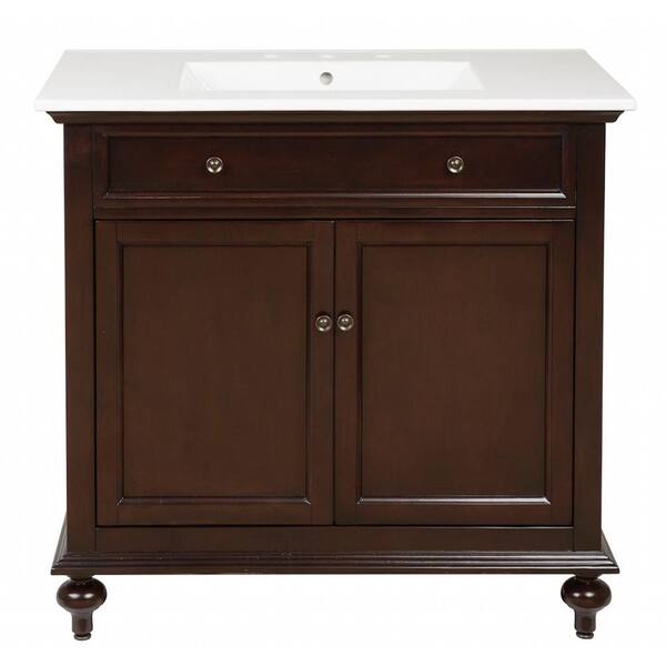 Hembry Creek Glenayre Bath Suite with 36 in. Vanity in Espresso with Vitreous China Vanity Top with Rectangular Integral Basin