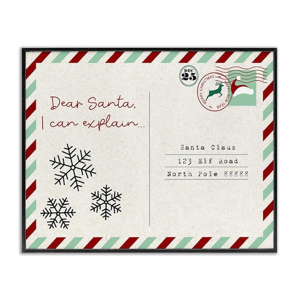 Stupell Industries Dear Santa Postcard by Lil' Rue 1-Piece Framed Graphic Print Typography Poster Art Print 14 in. x 11 in.