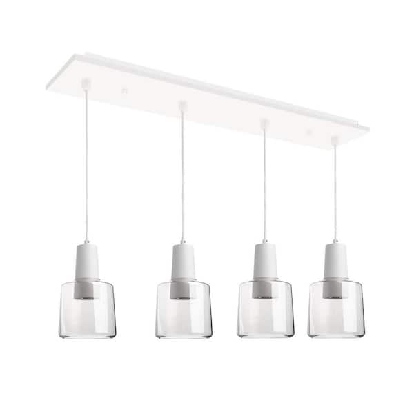 Samson 28-in White/Clear Glass 4-Light Multi Pendant
