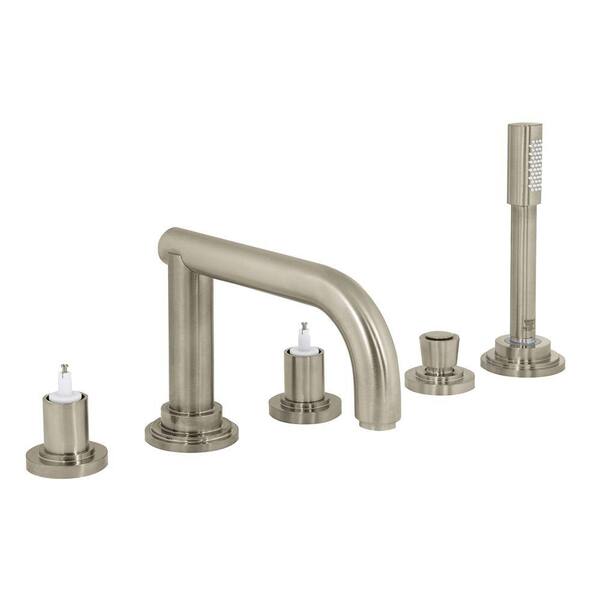 GROHE Atrio 2-Handle Deck Mount Roman Bathtub Faucet with Handheld Shower in Brushed Nickel