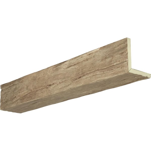 Ekena Millwork 4 in. x 4 in. x 10 ft. 2-Sided (L-Beam) Riverwood Natural Pine Faux Wood Beam