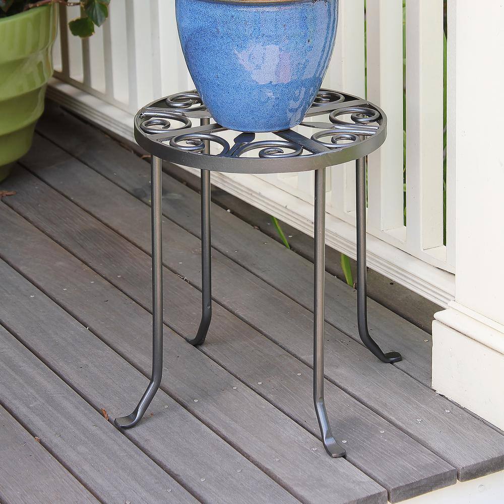 Graphite Wrought Iron Round Trivet Plant Stand