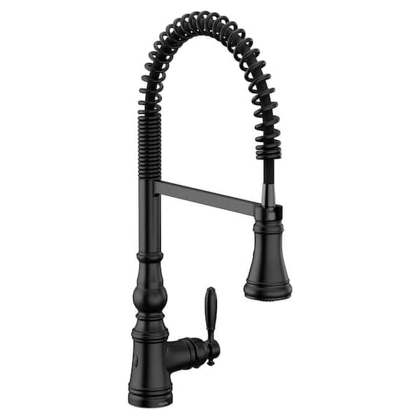 Weymouth Matte Black 21.75 in. H Pull Down Sprayer Kitchen Faucet with 100° Spout Swivel