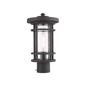 Jordan 14.75 in. 1-Light Bronze Aluminum Hardwired Outdoor Weather Resistant Post Light Round Fitter w/No Bulb Included