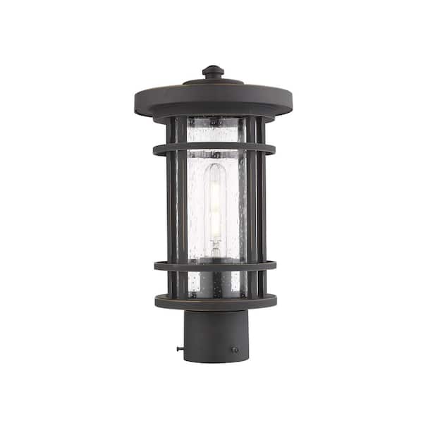 Unbranded Jordan 14.75 in. 1-Light Bronze Aluminum Hardwired Outdoor Weather Resistant Post Light Round Fitter w/No Bulb Included