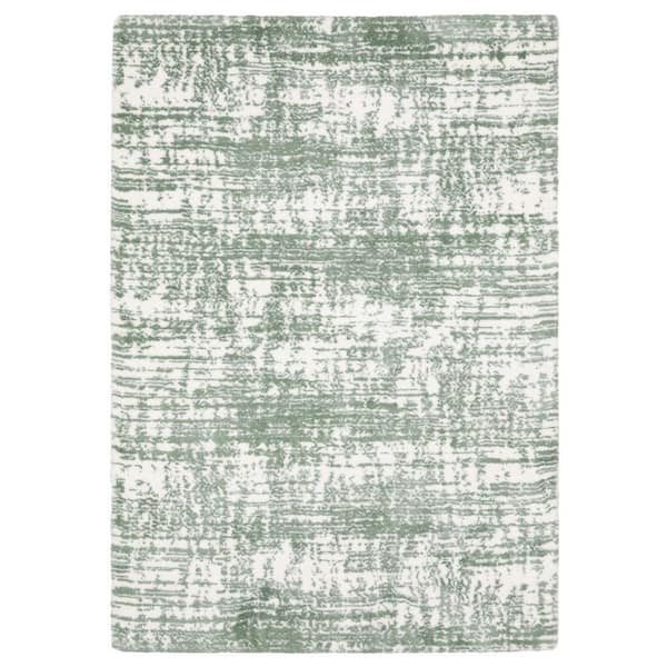 4' X 6' Green And Ivory Abstract Area Rug