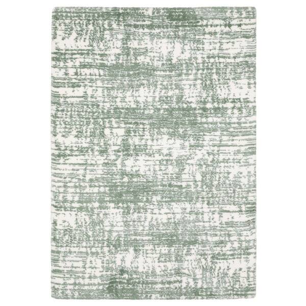 4' X 6' Green And Ivory Abstract Area Rug