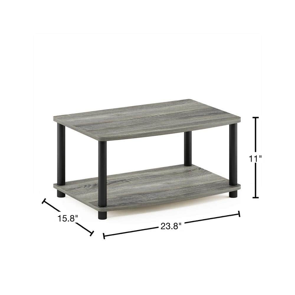 Gray Wood and Black 2-Tier Modern TV Stand