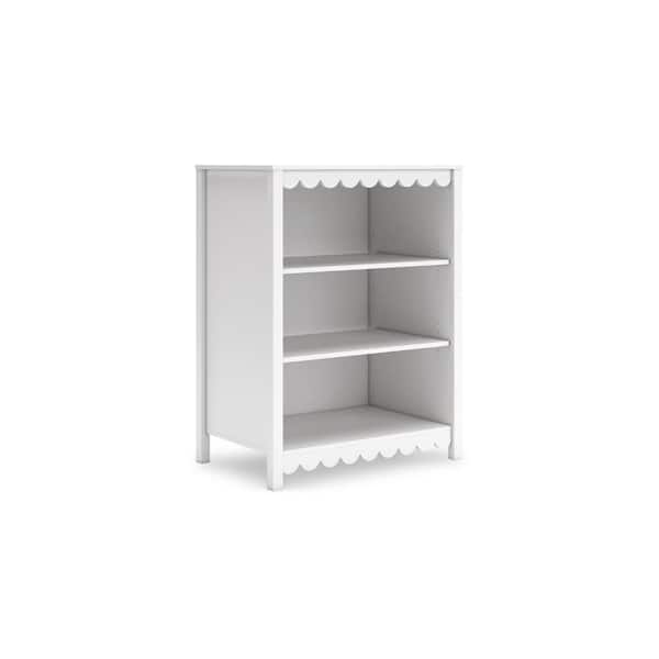 41.14 in. Tall Matte White Wood 3-Shelf Standard Bookcase