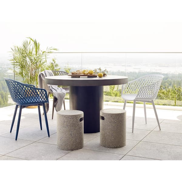 Florence, Outdoor Dining Chair Polypropylene with Powder-Coated Metal Legs, Grey - Set of Two