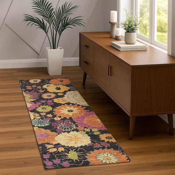 Chantille Machine Washable Indoor/Outdoor Abstract ACN2293 Black 2 ft. 3 in. x 7 ft. 6 in. Runner Rug