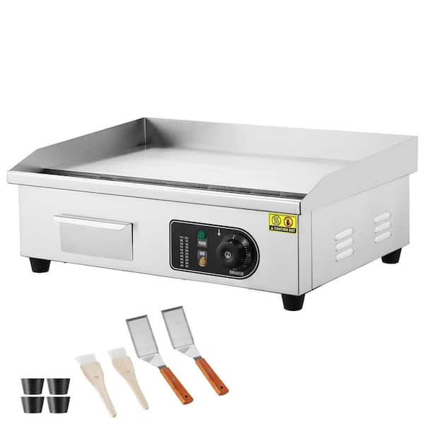 SKYSHALO Commercial Electric Griddle, 3200-Watt Countertop Flat Top Grill 21.26 x 11.81 x 0. 39 in. Stainless Steel Grill 353 sq.
