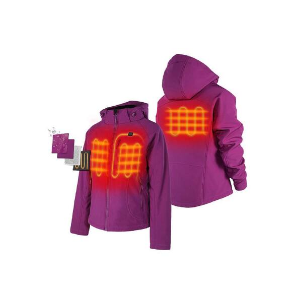 ORORO Women's Medium Purple 7.38-Volt Lithium-Ion Heated Jacket with (1) Upgraded Battery Pack and Detachable Hood