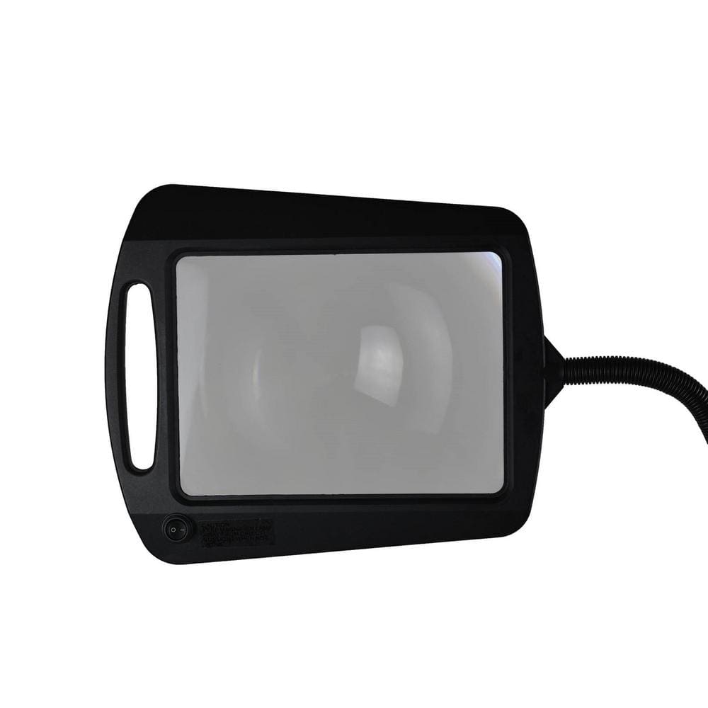 Adjustable Black LED Magnifier Floor Lamp with Swing Arm