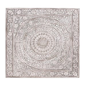 White Wood Traditional 60 in. x 60 in. Wood Wall Decor