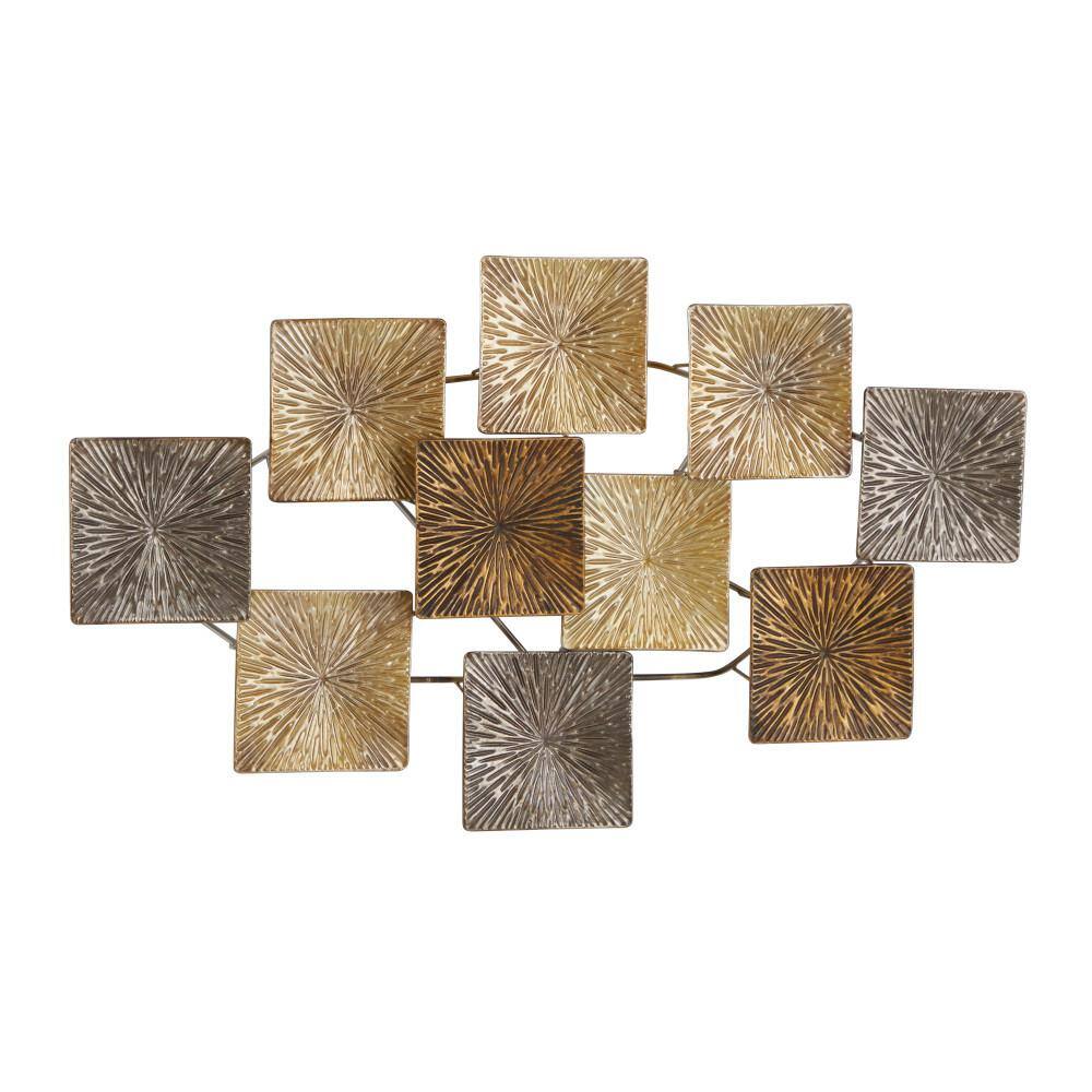 Gold and Bronze Textured Metal Sunburst Wall Sculpture