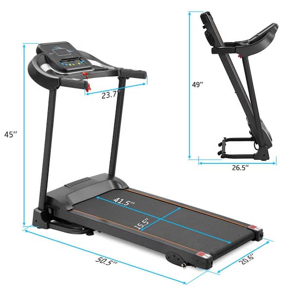Tidoin 3.5 HP Black Stainless Steel Folable Electric Treadmill with  Bluetooth Music, LCD Display and 3 Levels Incline SHU-YDW2-563 - The Home  Depot