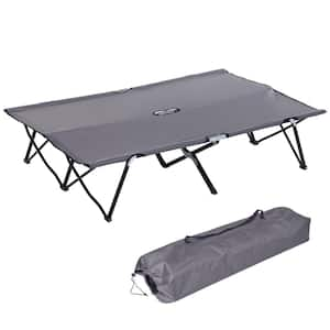 2 Person Folding Camping, Portable Sleeping Cot with Carry Bag Grey