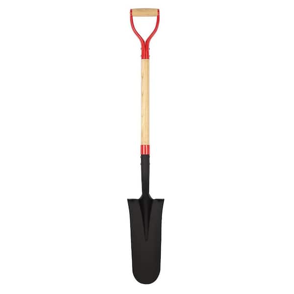 45 in. Solid Wood Handle High Carbon Steel Shovel Heavy Duty with D-Handle Trench Shovel for Gardening