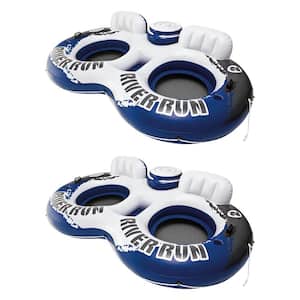 River Run II White Round Vinyl 2-Person Water and Pool Tube with Cooler and Connectors (2-Pack)