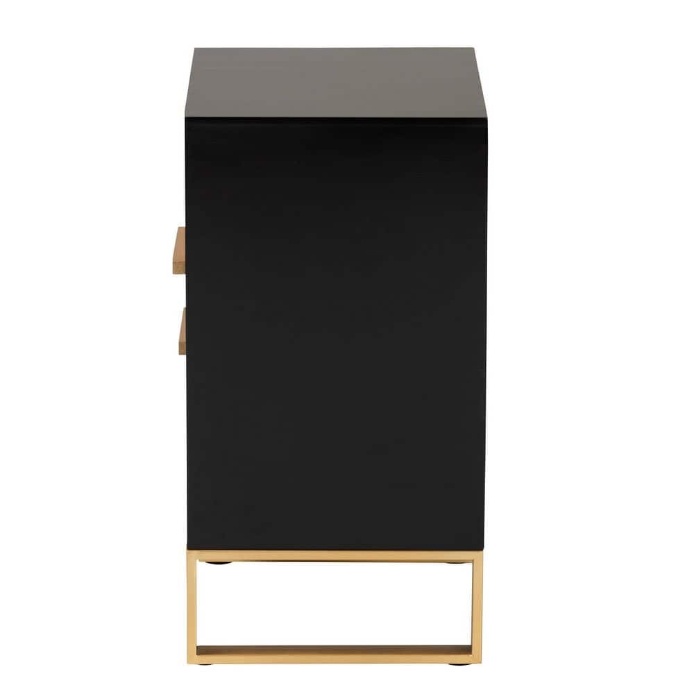 Giolla Black and Gold Wood Metal Accent Table with Storage