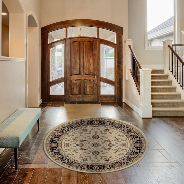 Jewel Marash Ivory 5 ft. Round Area Rug