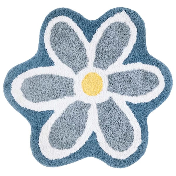 Novelty 6 ft. x 6 ft. Ivory/Blue Floral Specialty Area Rug