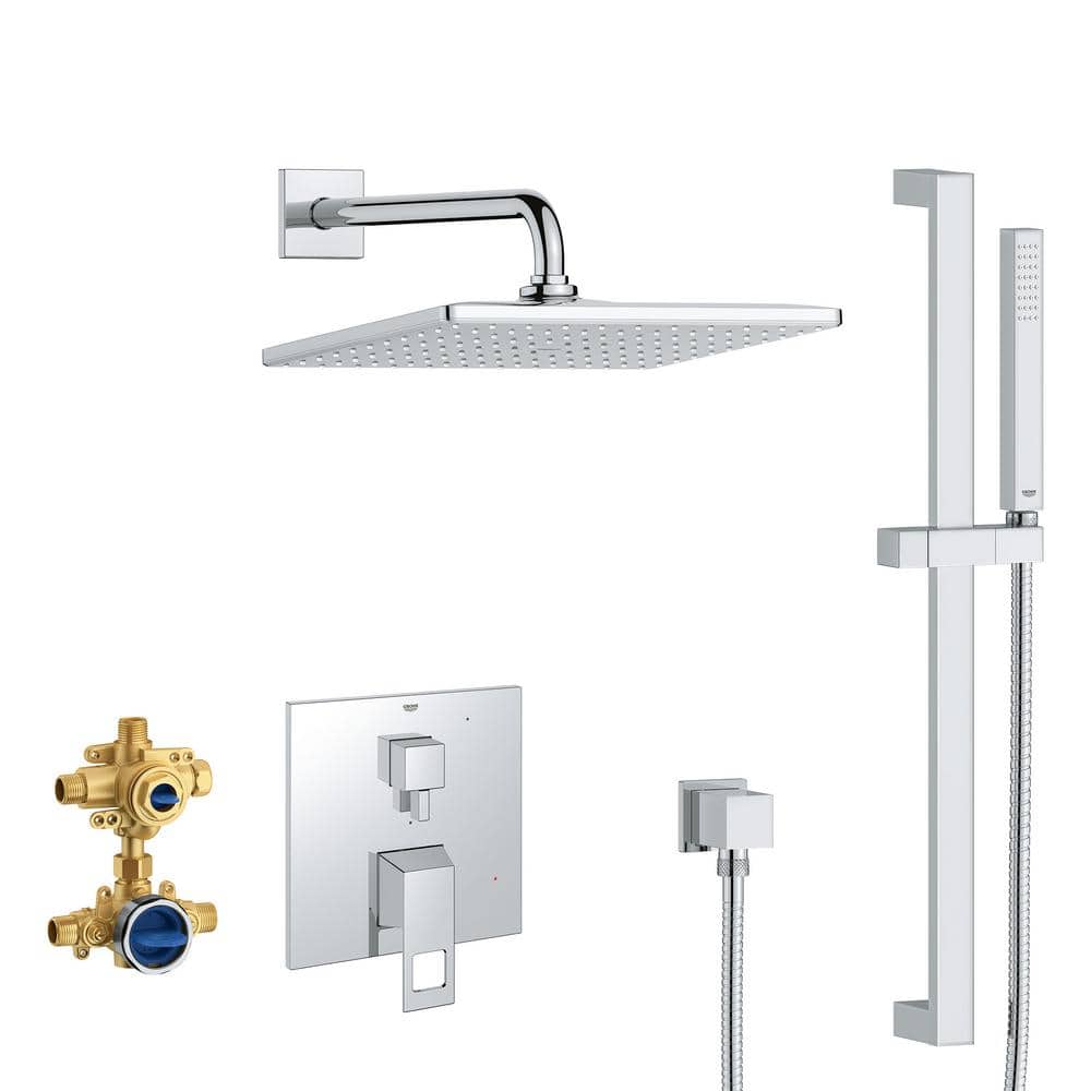 Eurocube Chrome Adjustable Height Rain Shower System