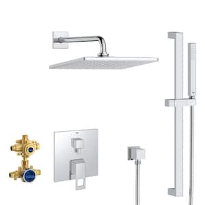 Eurocube 1-Spray Dual Wall Mount Fixed and Handheld Shower Head 1.75 GPM in Chrome