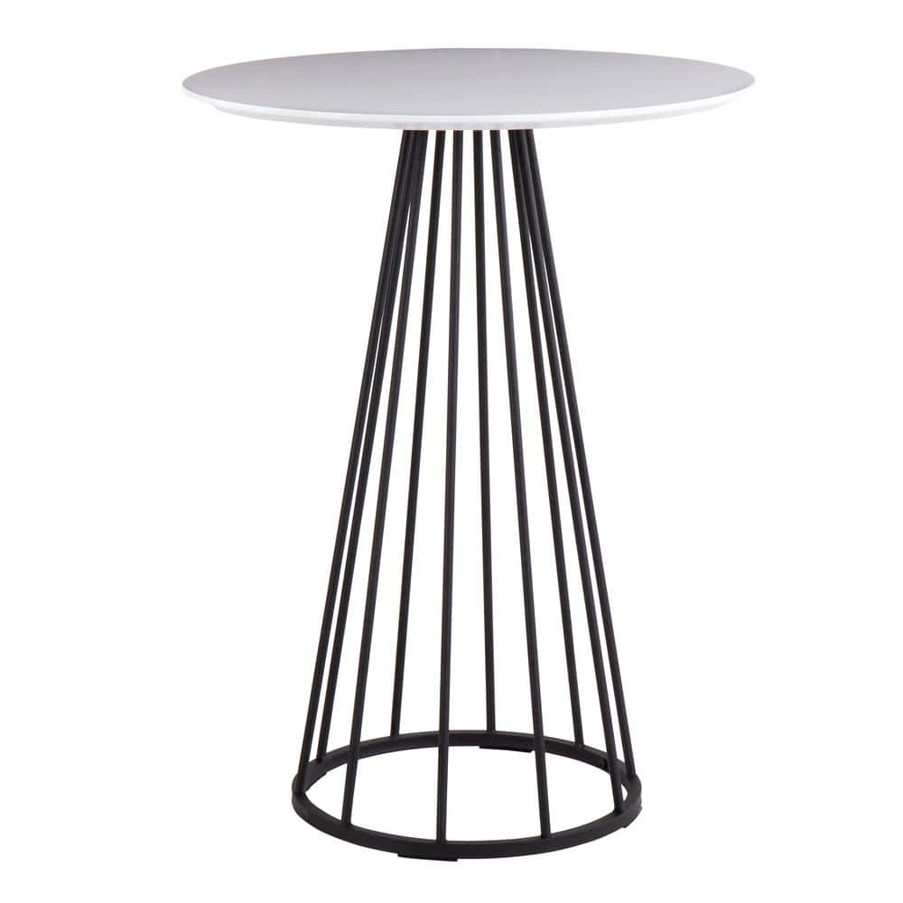 Lumisource Canary 27 in. Round White Wood & Black Steel Counter Table ...