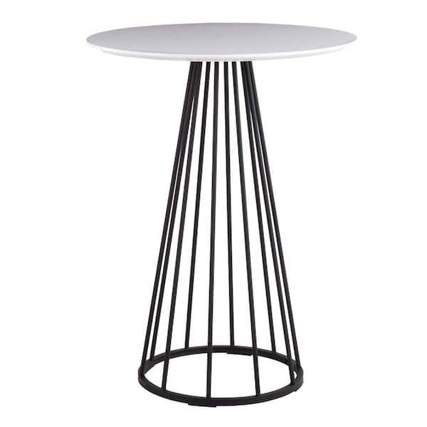 Lumisource Canary 27 in. Round White Wood & Black Steel Counter Table (Seats 2)