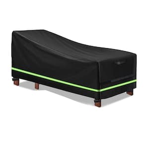 Waterproof Patio Furniture Cover Silver-coated Chaise Lounge Cover Black with Green Reflection, 82 in.x 30 in.x 32/16in.