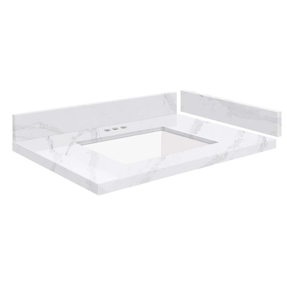 Silestone 27.75 in. W x 22.25 in. D Quartz White Rectangular Single Sink Vanity Top in Calacatta Gold price history on PriceWatchPro