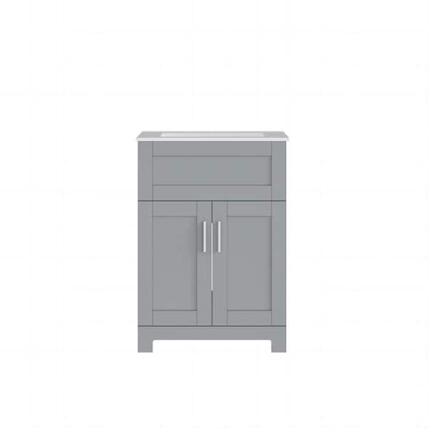 ANGELES HOME 24 in. x 18 in. x 34 in. Utility MDF Bathroom Vanity Drop-in Laundry Sinks with Cabinet, Gray
