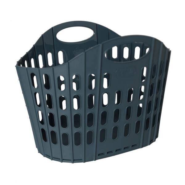 Foldable Oval Washing Basket Collapsible 40 Litre Laundry Clothes Basket Grey 
