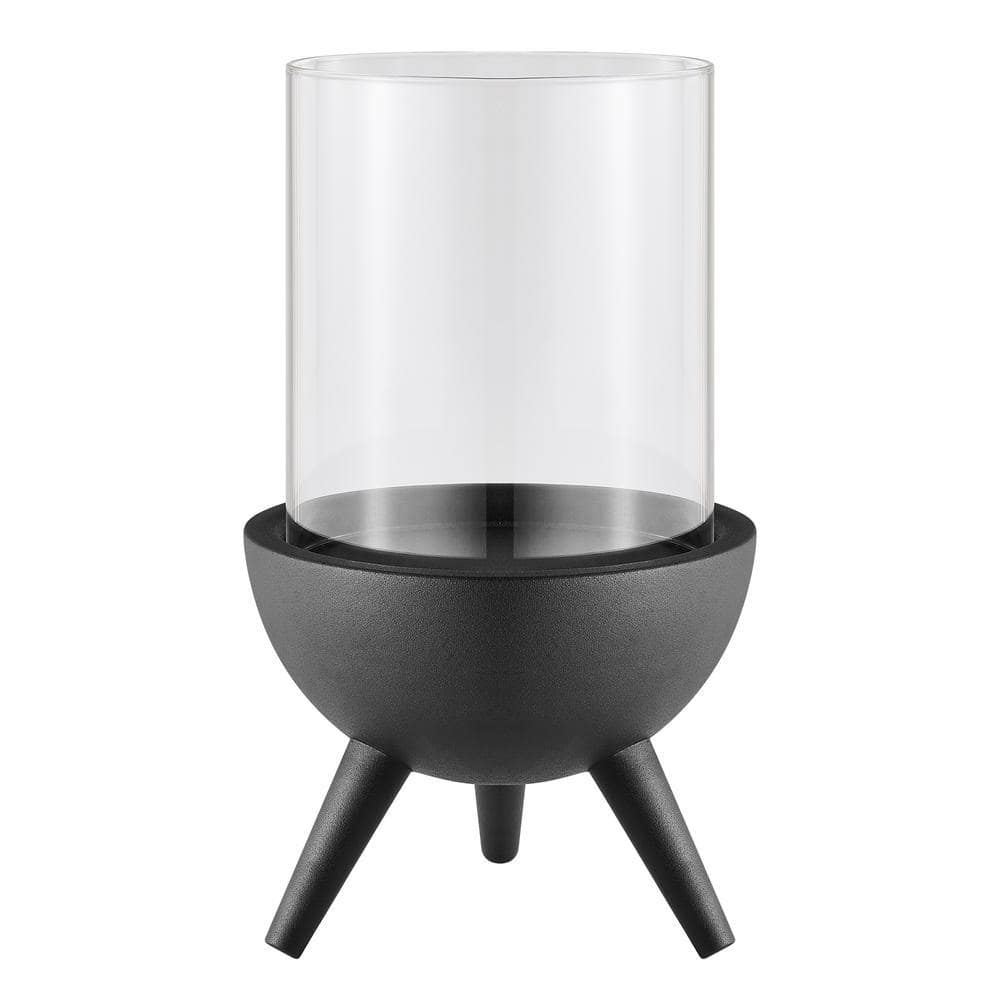 DANYA B Molta Modern Black, Clear Metal Bold Pedestal and Glass