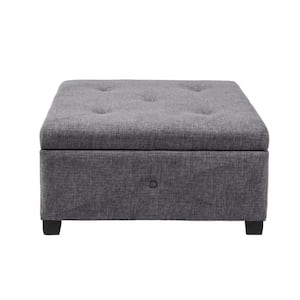 Lucas Charcoal Fabric Soft Close Storage Ottoman