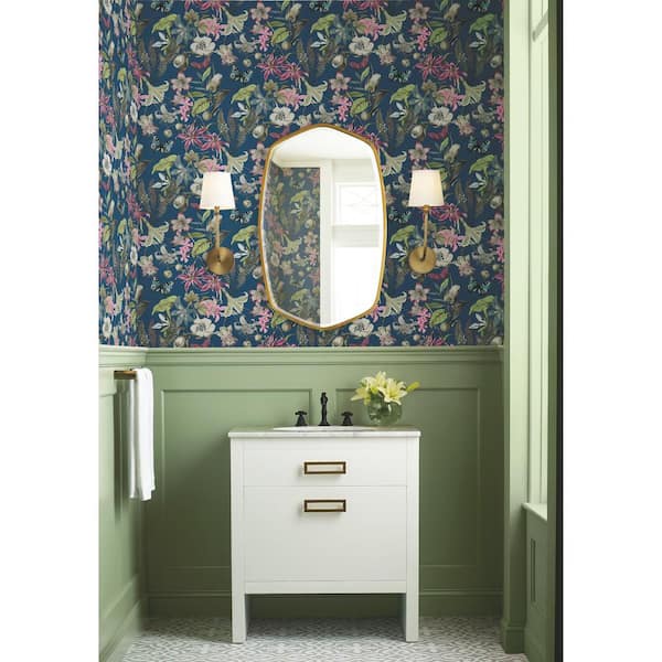 Navy Butterfly House Paper Non-Pasted Matte Wallpaper