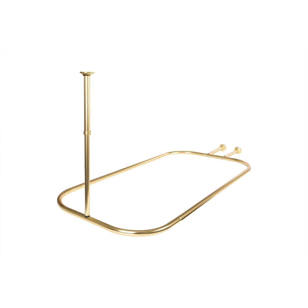 Gold Aluminum D-Shaped Ceiling Mounted Shower Rod