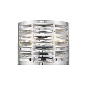 Cronise 9.75 in. 2-Light Chrome Wall Sconce Light with No Bulb(s) Included