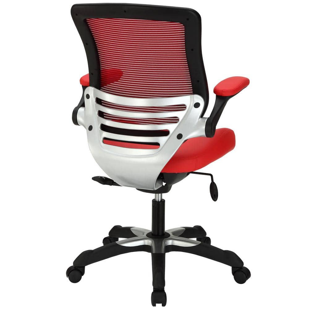 ErgoFlex Red Vinyl Swivel Office Chair with Adjustable Arms