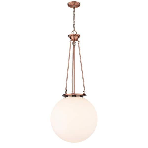 Beacon 100-Watt 1-Light Antique Copper Shaded Mini Pendant Light with Painted Glass Shade