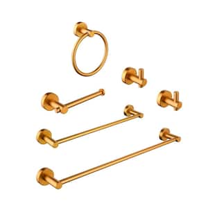 Modern 6-Piece Bath Hardware Set with Mounting Hardware in Gold